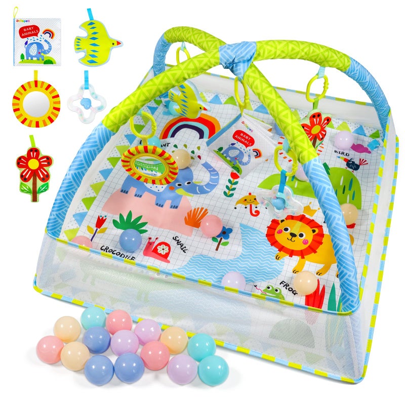 Dr.Rapeti Baby Play Gym Mat with Ball Pit Activity Gym Center Tummy Time Mat Thickened Mat Sensory Exploration Motor Skill Development for Newborn Infant Baby Toddlers - Image 1